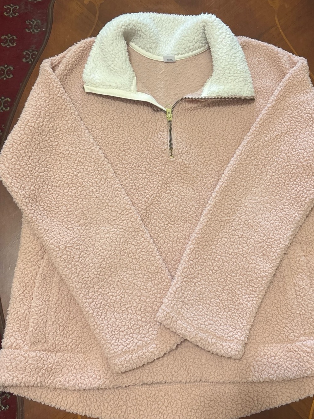 Old Navy Pink Sherpa Half-Zip Jacket with Cream Collar
